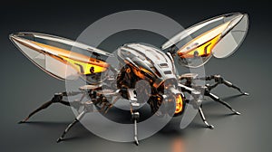 Futuristic small frone in form of winged bee. Neural network ai generated