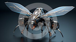 Futuristic small frone in form of winged bee. Neural network ai generated