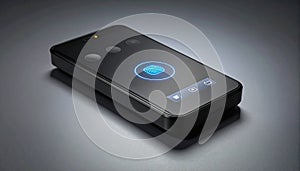 Futuristic Smart Device with Glowing Blue Interface