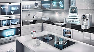 Futuristic Smart Kitchen Technology Modern Interior Design