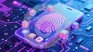 Futuristic Smartphone Fingerprint Security Authentication