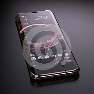 Futuristic Smartphone Interface Design on Black Background