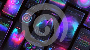 Futuristic Smartphone Interfaces with Data Visualization Displays