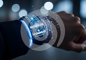 Futuristic Smartwatch with Data Visualization