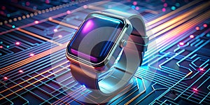 Futuristic Smartwatch with Holographic Display photo