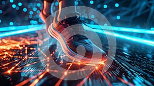 A Futuristic Sneaker in Neon Lights.AI generated image photo