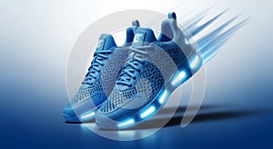 Futuristic Blue Sneakers with LED Light Sole