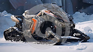Futuristic Snowmobile In Unreal Engine Style: Dark White And Light Orange
