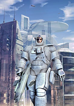Futuristic soldier space infantry