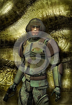 Futuristic soldier in uniform