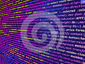 Futuristic source code digital data telemetry motion graphic display screen with user interface display for digital background