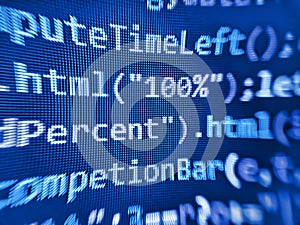 Futuristic source code digital data telemetry motion graphic display screen with user interface display for digital background