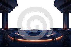 Futuristic space craft deck. Isolated transparent PNG. sci-fi observatory.
