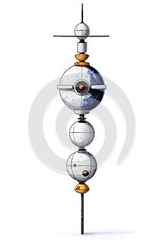 Futuristic space station design white isolate background