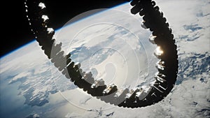 Futuristic space station on earth orbit