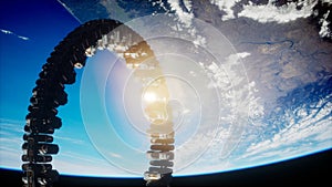 Futuristic space station on earth orbit