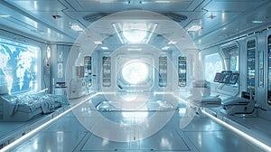 Futuristic Space Station Interior - Generative AI