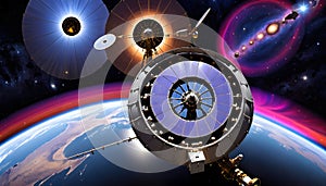 Futuristic Space Stations Above Earth