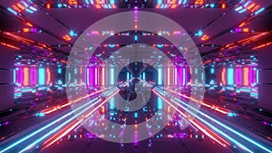 Futuristic space temple tunnel corridor with cool reflections and glass bottom 3d rendering wallpaper background