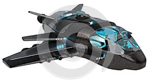 Futuristic spacecraft isolated on white background 3D rendering