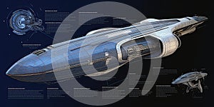 Futuristic spaceship blueprint.