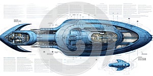 Futuristic spaceship blueprint.