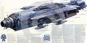 Futuristic spaceship blueprint.