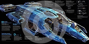 Futuristic spaceship blueprint.