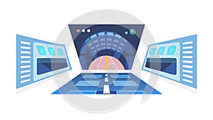 A futuristic spaceship command bridge. Sci-fi interior vector design. vector design Generative AI