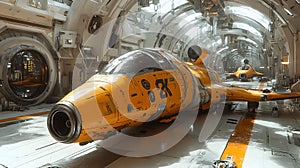 Futuristic Spaceship Hangar Illustration