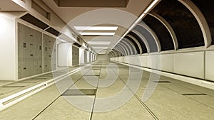 Futuristic spaceship interior corridor