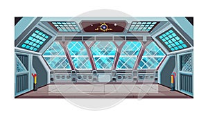 Futuristic Spaceship Interior: Sci-Fi Cockpit Advanced Control Room, vector design Generative AI