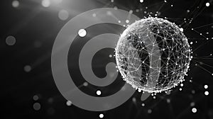 Global network connection illuminating abstract sphere on dark background