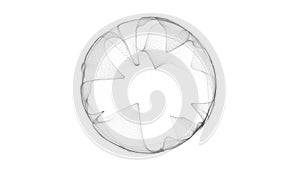 Futuristic spherical equalizer for music on white background. Frequency of particle collisions under the influence of noise.