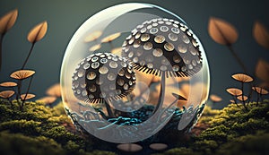 futuristic spore inside bubble ai generated