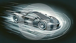 Futuristic Sports Car in Motion, Speed Concept