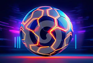 A futuristic sports concept of an amarican football ball lit