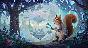 Cyborg Squirrel's Sci-Fi Forest Adventure