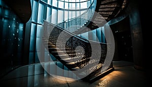 Futuristic staircase design with steel and glass generated by AI