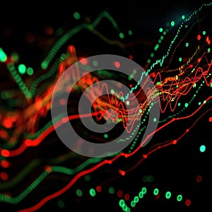 Future Stock Market Graph Shows Dynamic Red and Green Lines Generative AI Illustration photo
