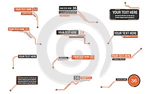 Futuristic style leader callout HUD. Modern digital templates applicable for frame layout. Information calls and arrows