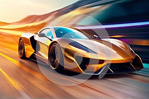 Futuristic Supercar: Neon Night Highway Thrills with Powerful Acceleration and Dazzling Light Trails.
