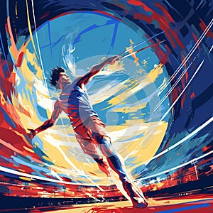 Futuristic Superhuman in Javelin Throw