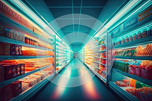 futuristic supermarket devoid of any human presence. Generative AI