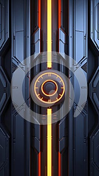 Futuristic Symmetrical Design with Central Circular Element and Vertical Layout