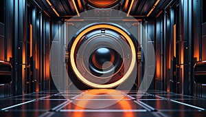 Futuristic Symmetrical Design with Central Circular Element and Interlocking Patterns