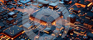 Futuristic Symphony of Silicon: CPUs and Quantum Cores. Concept Technology, Futurism, Silicon,