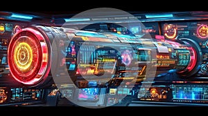 Futuristic Tech Console, Cybernetic Control Panel