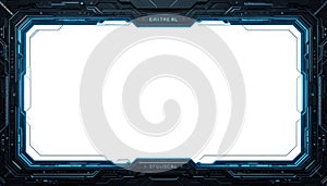 Futuristic Tech Frame Blue Glowing Border Design