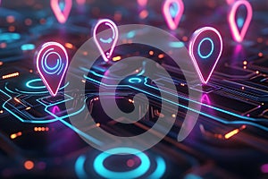 Futuristic Tech Grid with Glowing Circuit Board Pathways and Flowing Data Streams